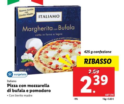 Italiamo Pizza con mozzarella di bufala e pomodoro