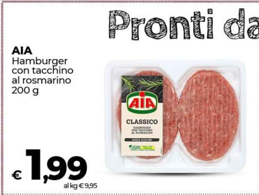 AIA Hamburger con tacchino al rosmarino 200 g