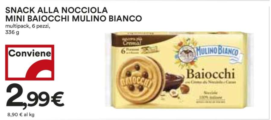 SNACK ALLA NOCCIOLA MINI BAIOCCHI MULINO BIANCO