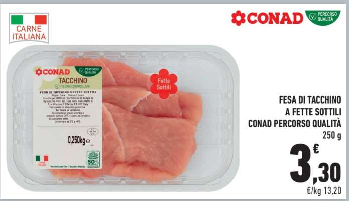 Fesa di tacchino a fette sottili Conad Percorso Qualità