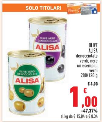 OLIVE ALISA denocciolate verdi, nere