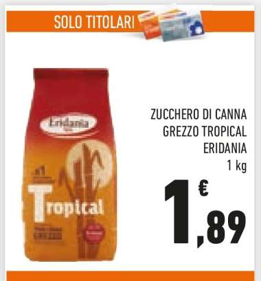 ZUCCHERO DI CANNA GREZZO TROPICAL ERIDANIA