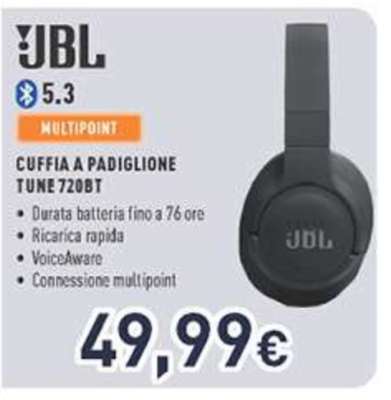 JBL CUFFIA A PADIGLIONE TUNE 720BT