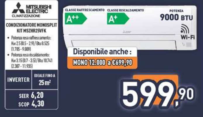 Mitsubishi Electric Climatizzatore Monosplit Kit MSZHR25VF