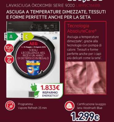 Lavasciuga ÖKOKombi Serie 9000 LWR9C166BB