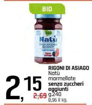 RIGONI DI ASIAGO Natù marmellate senza zuccheri aggiunti