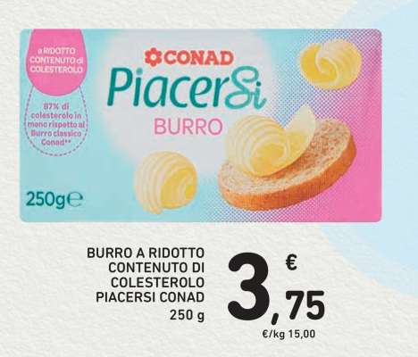 BURRO A RIDOTTO CONTENUTO DI COLESTEROLO PIACERSI CONAD