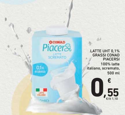 LATTE UHT 0,1% GRASSI CONAD PIACERSI
