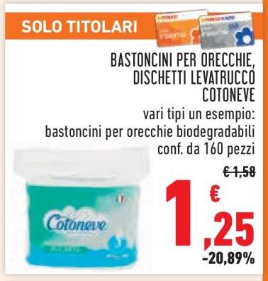 BASTONCINI PER ORECCHIE, DISCHETTI LEVATRUCCO COTONEVE
