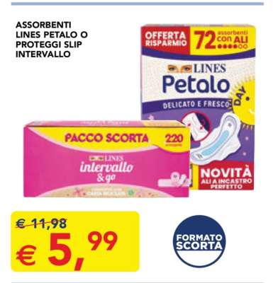 ASSORBENTI LINES PETALO O PROTEGGI SLIP INTERVALLO