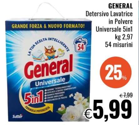 GENERAL Detersivo Lavatrice in Polvere Universale 5in1