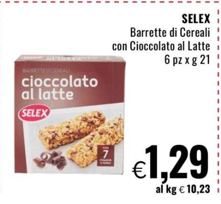 SELEX Barrette di Cereali con Cioccolato al Latte