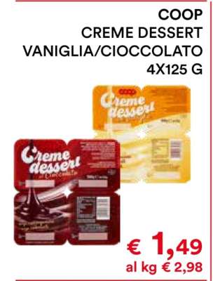 COOP CREME DESSERT VANIGLIA/CIOCCOLATO 4X125 G