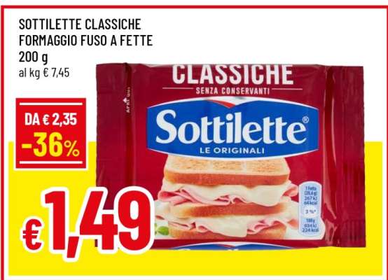 Sottilette Classiche Formaggio Fuso a Fette