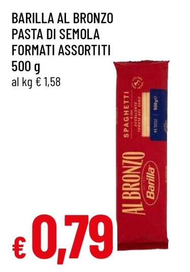 BARILLA AL BRONZO PASTA DI SEMOLA FORMATI ASSORTITI