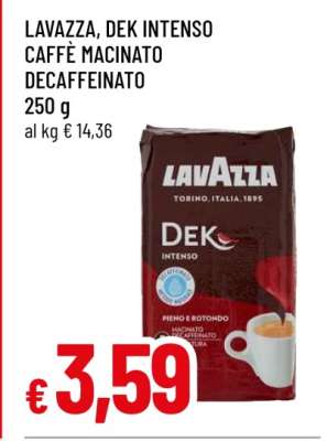 LAVAZZA, DEK INTENSO CAFFÈ MACINATO DECAFFEINATO