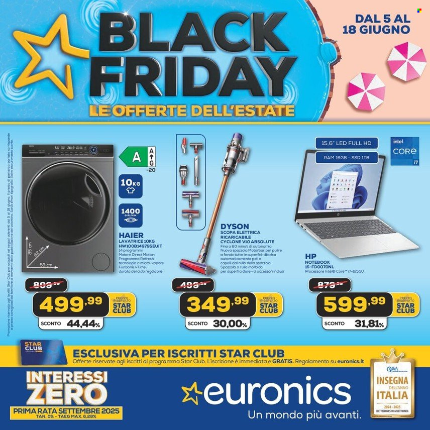 Volantino Euronics - 5/6/2025 - 18/6/2025. Pagina 1