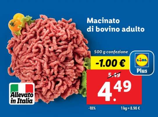 Macinato di bovino adulto