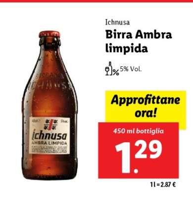 Ichnusa Birra Ambra Limpida