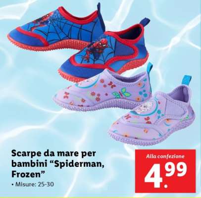 Scarpe da mare per bambini “Spiderman, Frozen”