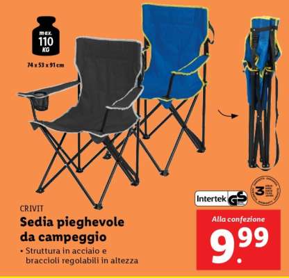CRIVIT Sedia pieghevole da campeggio