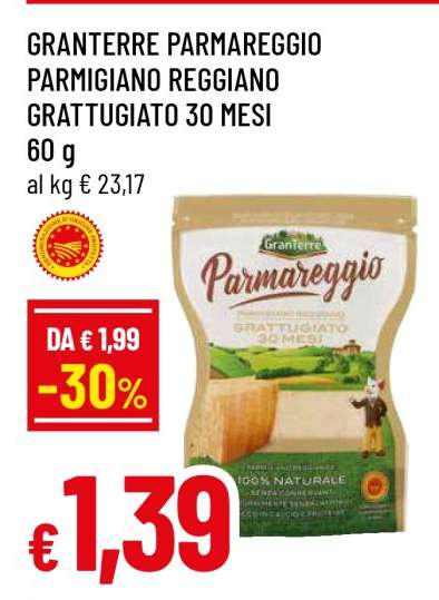 GRANTERRE PARMAREGGIO PARMIGIANO REGGIANO GRATTUGIATO 30 MESI