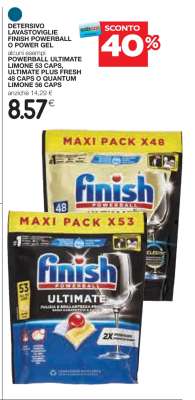 DETERSIVO LAVASTOVIGLIE FINISH POWERBALL O POWER GEL