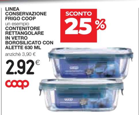 CONTENITORE RETTANGOLARE IN VETRO BOROSILICATO CON ALETTE 630 ML