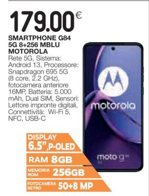 SMARTPHONE G84 5G 8+256 MBLU MOTOROLA