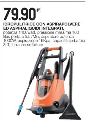 IDROPULITRICE CON ASPIRAPOLVERE ED ASPIRALIQUIDI INTEGRATI