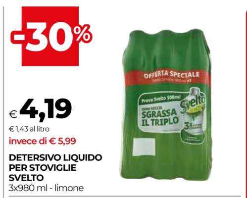 DETERSIVO LIQUIDO PER STOVIGLIE SVELTO
