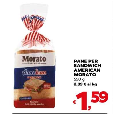 PANE PER SANDWICH AMERICAN MORATO