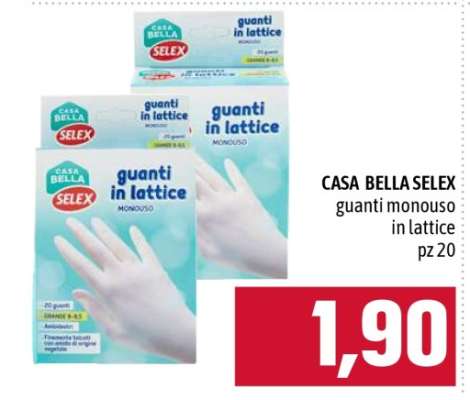 CASA BELLA SELEX guanti monouso in lattice pz 20