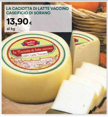 LA CACIOTTA DI LATTE VACCINO CASEIFICIO DI SORANO