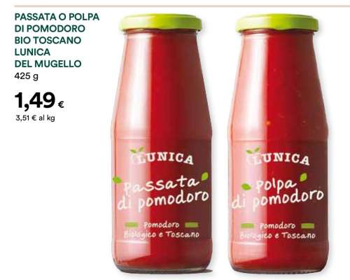 PASSATA O POLPA DI POMODORO BIO TOSCANO LUNICA DEL MUGELLO
