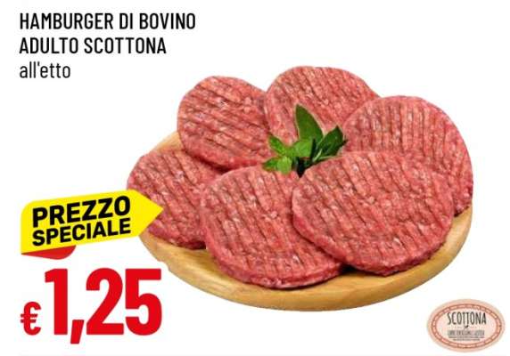 Hamburger di bovino adulto scottona