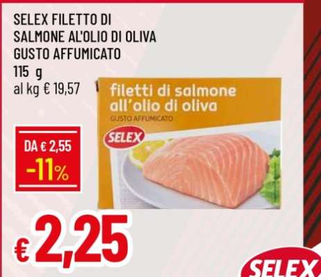 SELEX FILETTO DI SALMONE ALL'OLIO DI OLIVA GUSTO AFFUMICATO