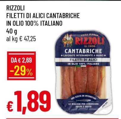 RIZZOLI Filetti di Alici Cantabriche in Olio 100% Italiano