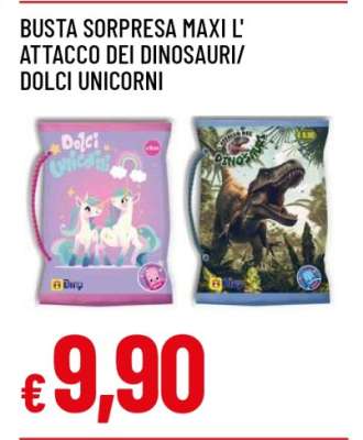 BUSTA SORPRESA MAXI L'ATTACCO DEI DINOSAURI/DOLCI UNICORNI