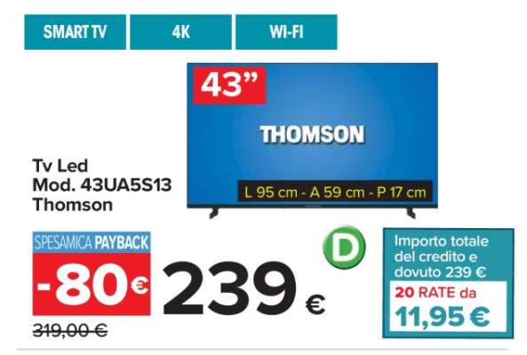 Tv Led Mod. 43UA5S13 Thomson
