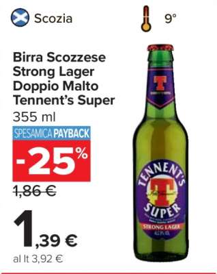 Birra Scozzese Strong Lager Doppio Malto Tennent’s Super