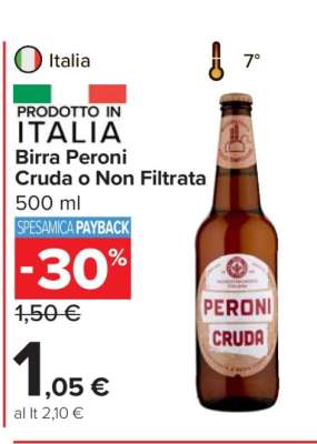 Birra Peroni Cruda o Non Filtrata