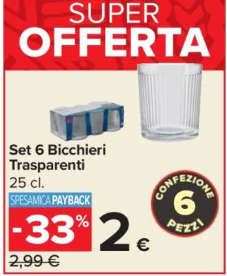 Set 6 bicchieri trasparenti