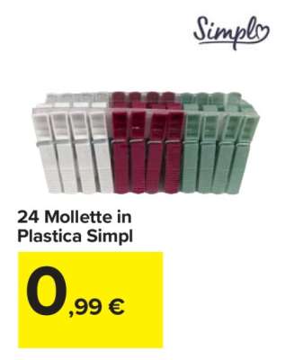 24 Mollette in Plastica Simpl