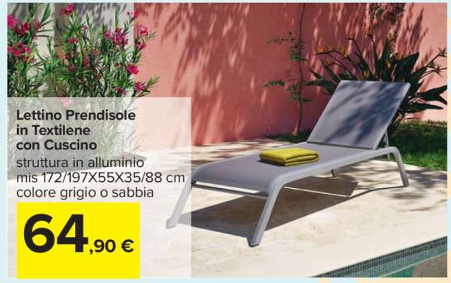 Lettino Prendisole in Textilene con Cuscino