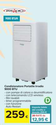 Condizionatore Portatile Irradio 9000 BTU