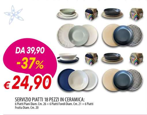 SERVIZIO PIATTI 18 PEZZI IN CERAMICA