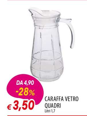 CARAFFA VETRO QUADRI