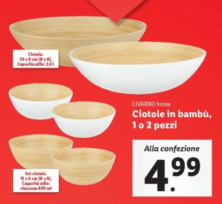 LIVARNO home Ciotole in bambù, 1 o 2 pezzi