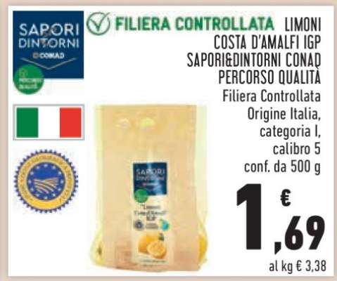 LIMONI COSTA D’AMALFI IGP SAPORI&DINTORNI CONAD PERCORSO QUALITÀ